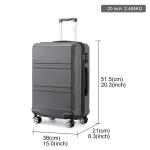 Kono Reiskoffer, trolley met harde schaal, handbagage, dubbele wielen, lichtgewicht, ABS-kunststof, met cijferslot, 55 cm, grijs