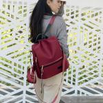 Rugzak voor dames, rugzak voor dames, leer, elegant, anti-diefstal, rugzak, tas, 2-in-1, handtas, schoudertas, schooltas, casual, reisrugzak, dames, schoudertassen, klein, Z1a-rood