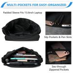Messenger Bag, Lichtgewicht Mens Schoudertas Waterbestendig Laptop Satchel Aktetas met Gewatteerde Schouderriem en Bagage Mouw, Zwart past op 15,6 inch laptop, Small