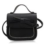 PU Lederen Messenger Kinderen Tas, Crossbody Tas met Strik, Meisjes Handtas met Strik, voor Feest, Winkelen, Fotografie, Performance (Zwart)