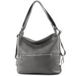 - T189 - ital. Dames rugzak tas 2-in-1 leer, Tent grijs, Medium