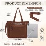 Corduroy draagtas, grote schoudertas voor dames, lichtgewicht casual crossbody handtas met rits voor werk, reizen, winkelen, Bruin
