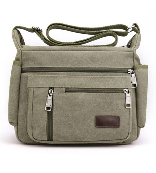 CHDWEY Umhängetaschen für Herren Casual Männer Umhängetasche Hohe Qualität Vintage Crossbody Bag Man Messenger Bag Leinwand Männliche Business Handtaschen(Green)