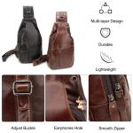 FANDARE Retro borsttas, leren sling bag, schoudertas, heren en dames, schoudertas, sporttas voor outdoor, reizen, wandelen, joggen, dagrugzak
