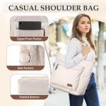 Corduroy draagtas, grote schoudertas voor dames, lichtgewicht casual crossbody handtas met rits voor werk, reizen, winkelen, Beige
