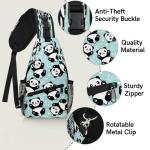 Pandabär-Schultertasche für Herren, Damen, Kinder, Jungen, Mädchen, niedlicher Pand-Sling-Rucksack, Umhängetasche, lässige Schultertasche, Brusttaschen für Sport, Wandern, Re