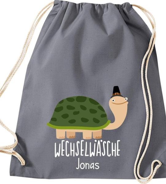 ShirtInStyle Kindergymtas, grappige dieren schildpad, verwisselbaar ondergoed met tekst naar wens, kinderen, dierentuin kinderdag familie, gymtas