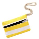Grote waterafstotende strandtas met rits 58 x 38 x 18 cm gestreept geel wit shopper schoudertas