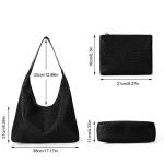 Gevlochten tas, shopper, PU-buideltas, tote schoudertas, geweven handtas, boodschappentas, draagtas voor school, dagelijks gebruik, A2-bruin
