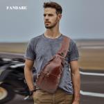 FANDARE Retro borsttas, leren sling bag, schoudertas, heren en dames, schoudertas, sporttas voor outdoor, reizen, wandelen, joggen, dagrugzak