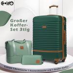 COOLIFE Koffer trolley koffer reiskoffer van ABS hard shell trolley 4 wielen TSA-slot de koffer bevat 1 reistas en 1 toilettas, donkergroen/bruin, koffer