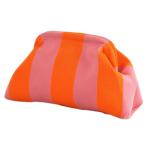 Onderarmtas, clutch, portemonnees, geweven gehaakte handtassen, knoedels, handgemaakt, colorblock clip tas voor dames, zomer, reizen, strand, tas, Roze & oranje gestreept