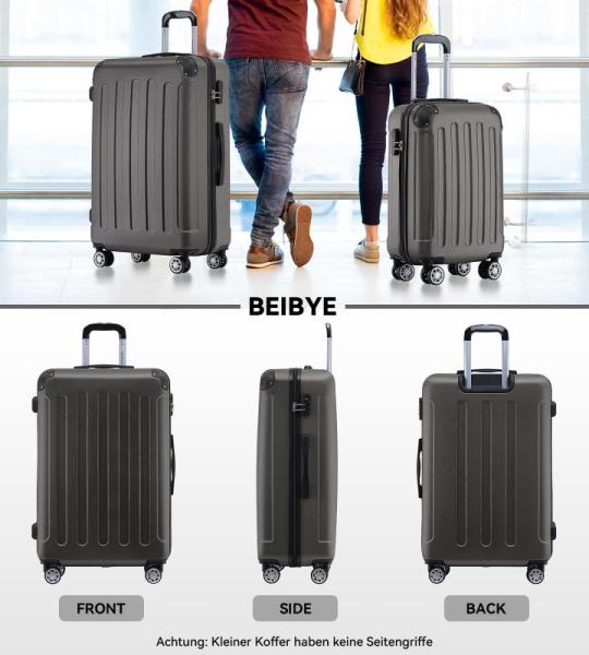 BEIBYE Reiskoffer met dubbele wieltjes, trolley, hard shell, maten XL-L-M, keuze uit 14 kleuren, bruin