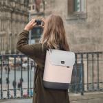 Werkrugzak, lerarentas voor dames, 15,6 inch werktas met USB-oplaadpoort en laptopvak, anti-diefstal, rugzakhandtassen, beige zwart