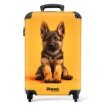 NoBoringSuitcases.com Kinderkoffer, handbagage, harde koffer met TSA-slot, jongens en meisjes, trolley, reiskoffer, draagtas, rolkoffer, klein of middelgroot, 42 Herdershond - Gele