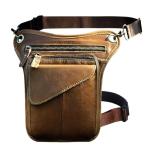 Waterdichte Motortas Echt Leer Mannen Multifunctioneel Ontwerp Casual Sling Schouder Messenger Bag Reizen Taille Riem Pack Drop Been Tas (Color3)