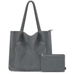 Tote Bag Dames Corduroy shopper tas dames grote schoudertas handtas dames met cosmeticatas voor winkelen, werken, reizen en school, grijs