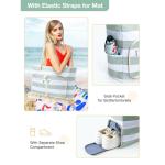 Vinstatin Grote strandtas voor dames, lichte veelzijdige shopper met ritssluiting, waterdichte zwemtas, draagtas, saunatas, tote bag voor strand, reizen, familie, groen en wit gest