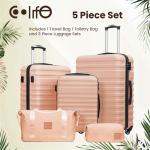 COOLIFE Koffer trolley koffer reiskoffer van ABS hard shell trolley 4 wielen TSA-slot de koffer bevat 1 reistas en 1 toilettas, Lotusroze, vrije tijd, dames, reizen