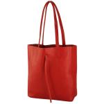 - T253 - Ital. Handtas met binnenzak van leer, signaalrood, Medium