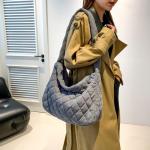 Schoudertas voor dames, handtas, corduroy tassen, grote shopper, tote bag, schoudertas, casual crossbody tas voor school, kantoor, werk, reizen, uitstapjes, winkelen, 01-Grijs, Lar