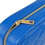 , Dames schoudertas, gewatteerd, van echt leer, gemaakt in Italië, model Nora, kleine tas met ketting schoudertas clutch voor dames, elegant meisje, Bluette