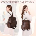 Anti-Diefstal Rugzak Voor Vrouwen Mode PU Lederen Rugzak Portemonnee Met Afneembare Schouderriem Vintage Handtas, Koffie