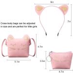 Weewooday 3 stuks kattenschoudertas, portemonnee, hoofdband voor meisjes, schattige handtassen voor meisjes, katten, handtas met mini-muntzakje en kattenhoofdband