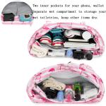 Grote strandtas voor dames, schoudertas, handtas, waterdicht, zanddicht met ritssluiting, voor zwembad, fitnessstudio, reizen, met zak voor natte spullen., roze flamingo