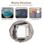 Vinstatin Grote strandtas voor dames, lichte, veelzijdige shopper met ritssluiting, waterdichte zwemtas, draagtas, saunatas, draagtas voor strand, reizen, familie, grijs