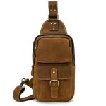 newsbirds Heren echt lederen borsttas schoudertas sport outdoor schoudertas wandelrugzak, 9331 lichtbruin, Retro
