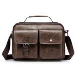 CHDWEY Umhängetaschen für Herren Mode Mens Messenger Bag Vintage Mann Tasche Pu. Leder Satchel Umhängetasche Männliche Crossbody Taschen Designer Große Handtasche(Coffee)