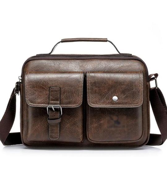 CHDWEY Umhängetaschen für Herren Mode Mens Messenger Bag Vintage Mann Tasche Pu. Leder Satchel Umhängetasche Männliche Crossbody Taschen Designer Große Handtasche(Coffee)