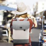 Elegante Damesrugzak, Waterdichte Daypack met 17,3" Laptopcompartiment, Anti-Theft Reisrugzak Geschikt voor Reizen, Universiteit, School en Kantoor, Beige Grijs