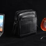 Leren schoudertas voor heren, vintage schoudertas, crossbody bag, messenger bags voor heren, zwart, A-zwart