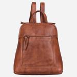 'Cathy' Rugzak Dames Casual Leer Rugzaktas Klein Damesrugzak Daypack Vintage Dagrugzak Echt Leren, Kleur:brandy - cognac