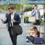 voor heren, waterafstotend, 15,6 inch schoudertas, laptoptas voor dames, met gevoerde schouderriem, schooltas, herentas voor werk, school, zakelijk, donkergrijs
