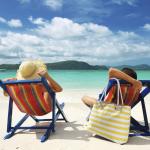 Grote waterafstotende strandtas met rits 58 x 38 x 18 cm gestreept geel wit shopper schoudertas