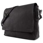 Oxford lederen schoudertas I Laptoptas tot 15 inch I Boodschappentas van echt buffelleer in vintage look I Leren tas I Schoudertas I Werktas I 38x10x31cm I Zwart
