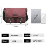 FANDARE Canvas Messenger Bag Schoudertas 7,9 inch iPad Tas Schoudertas Unisex Canvas Tas Werktas voor Mannen en Vrouwen, Heren/Dames Reizen Schoudertas