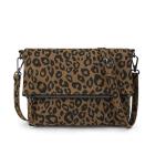 Schoudertas voor dames, schoudertas met ritssluiting, crossbody tas, leren handtas, klein, dagrugzak, Bruin-luipaard, Small