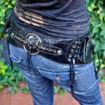 Cachorro Retro Rock Gürtel Tasche, Mittelalterliche Steampunk Leder Niete Quaste Taillentaschen, Renaissance Wikinger Piraten Party Kostüm Requisiten Cosplay Zubehör,Schwarz