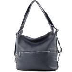 - T189 - ital. Dames rugzak tas 2-in-1 leer, donkerblauw, Medium