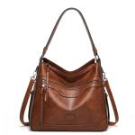 Sacmill Dameshandtas, PU-leer, schoudertas, shopper, topgreep, draagtas, elegante schoudertas voor vrouwen, bruin 1021, Westers