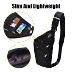 Multi-pocket borstzak voor heren, anti-diefstal, schoudertas voor heren, sling crossbody schoudertas voor heren, klein, voor buiten, reizen, wandelen, joggen, zwart, Medium