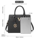 Handtassen voor dames, chique V-gewatteerde damestassen met handvat aan de bovenkant met gouden hardware, grote PU-lederen draagtas voor werk, school, reizen, Zwart