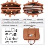 Handtas voor dames, shopper, grote zwarte tas voor dames, laptoptas, 15,6 inch, PU-leer, schoudertas, werktas voor zakelijk, werk, school, bruin, Hedendaags