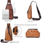 Sling tas voor heren, leren borsttas, waterdichte , casual lichte tas, mobiele telefoontas, crossbody tas voor wandelen, fietsen, kamperen, donkerbruin