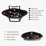 Handtas voor dames, schoudertas, 3-delige set, shopper, grote damestas, schoudertas, hengseltas, schoudertas voor reizen, zaken, winkelen, dagelijks gebruik, Zwart-zilver-hardware,