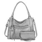 BAIGIO 2-delige handtassen voor dames, schoudertas, grote shoppertas, PU-leer, schoudertas, draagtas, hengseltas, cadeau, tote bag set met portemonnee, ritssluiting, voor kantoor, 
